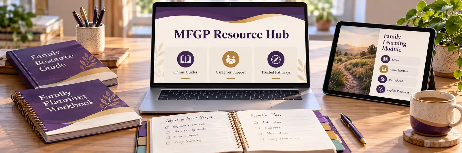 Illustrative MFGP Resource Hub with online family guides and planning tools